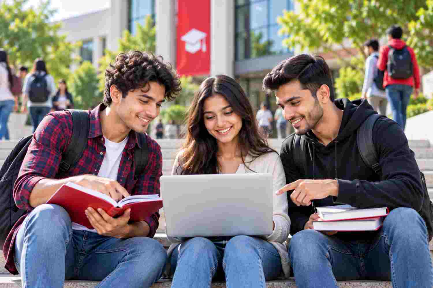 Students discussing their education