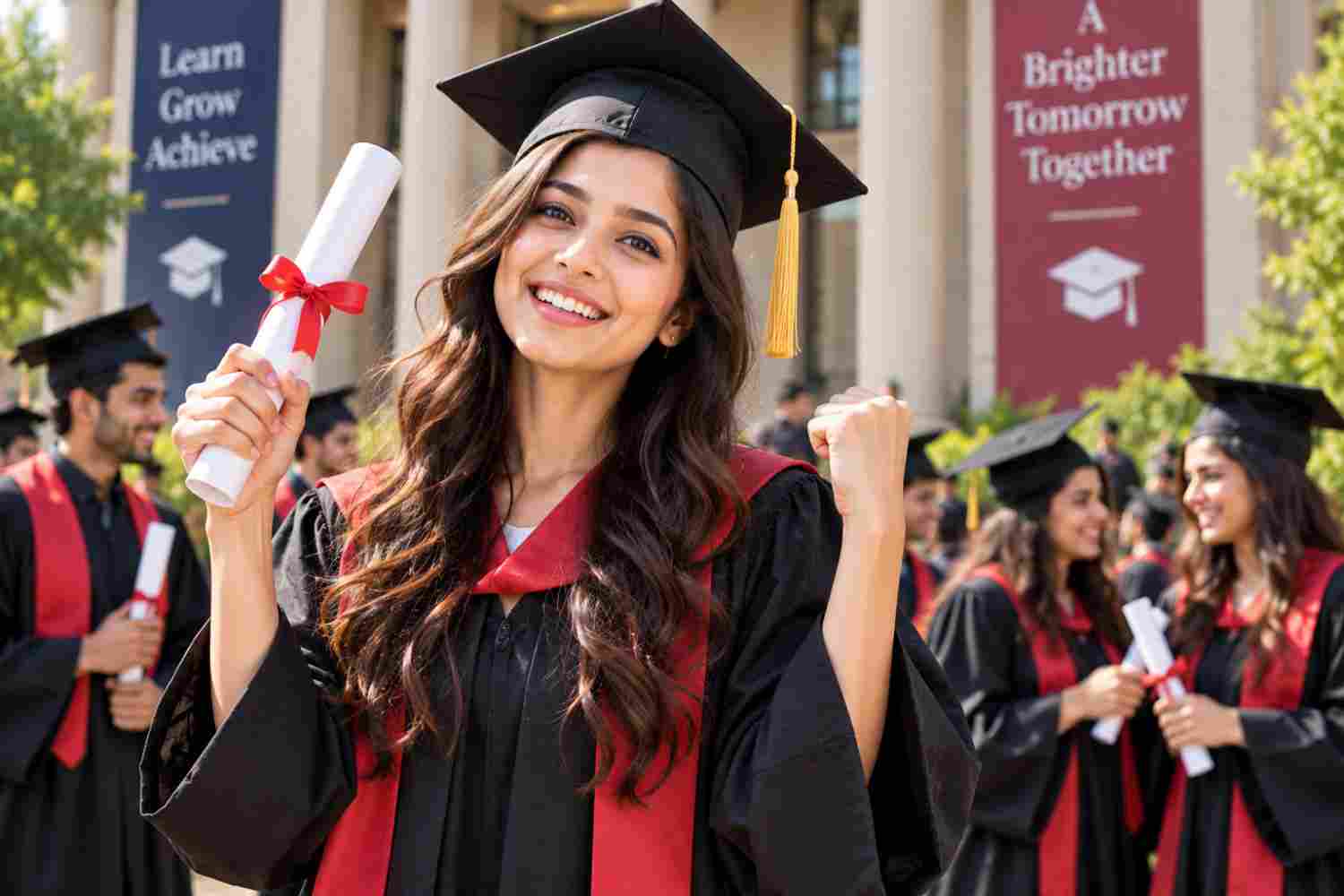 Happy university students